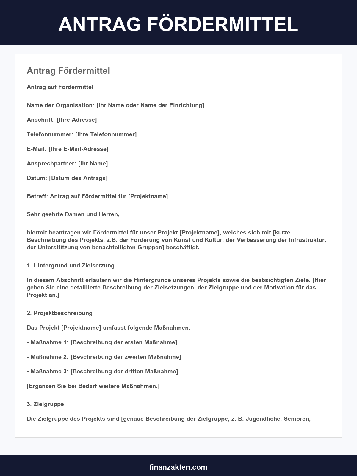 Musterbrief Antrag Fördermittel