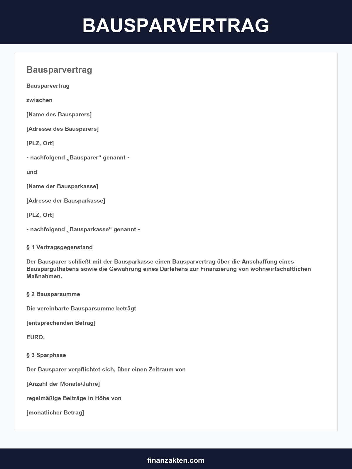 Bausparvertrag Muster