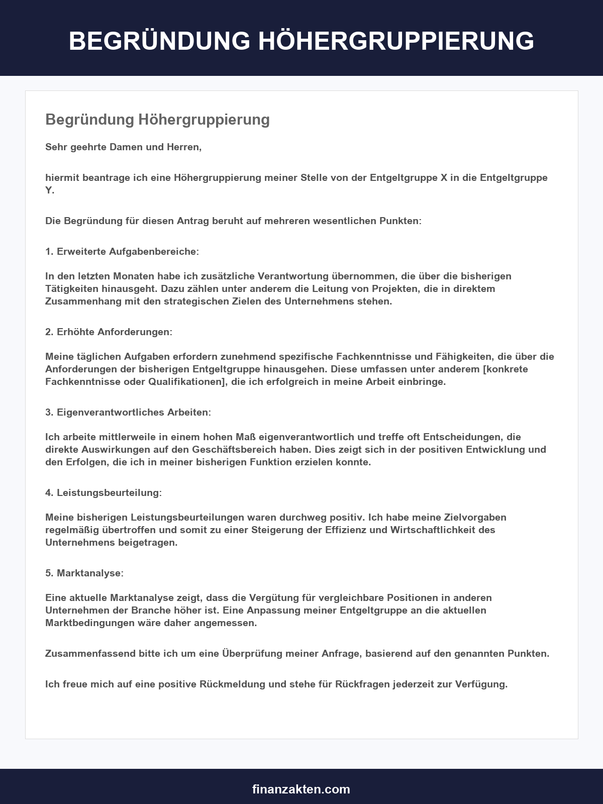 Begründung Höhergruppierung Formulierung