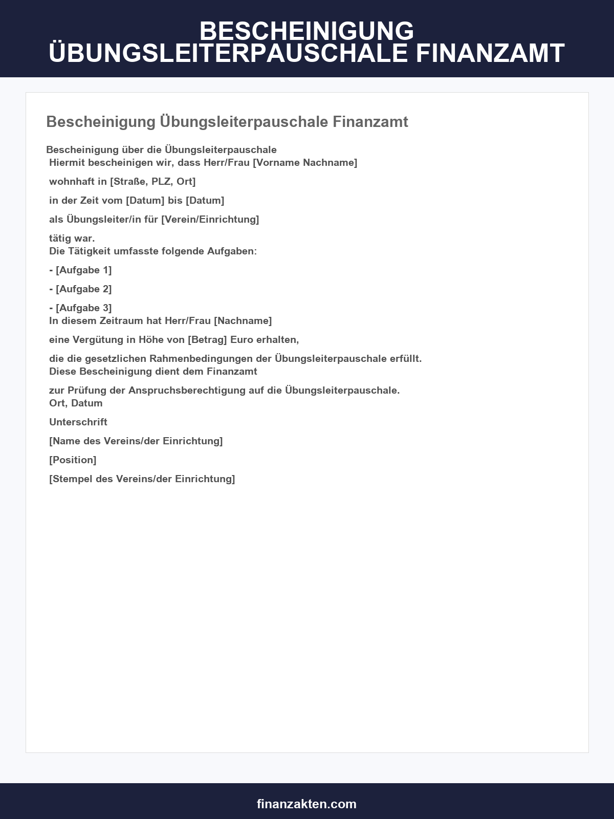 Bescheinigung Übungsleiterpauschale Finanzamt