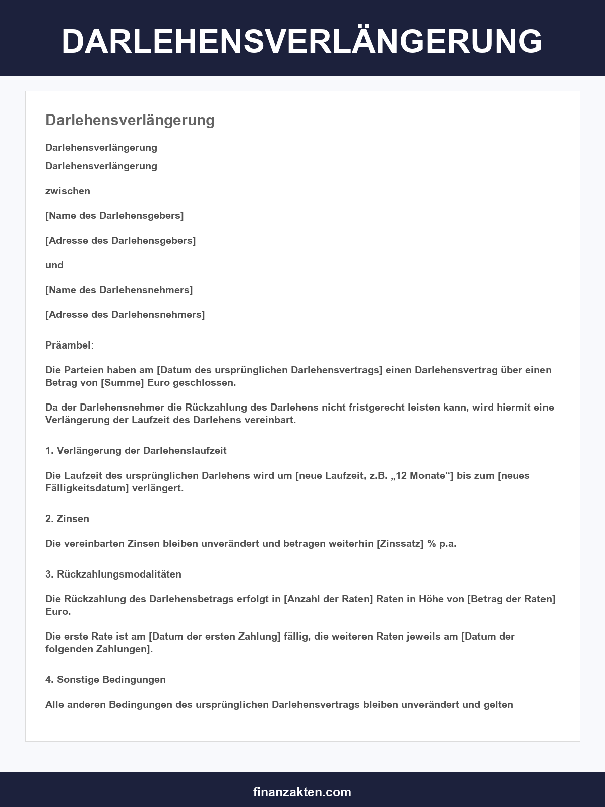 Darlehensverlängerung Muster