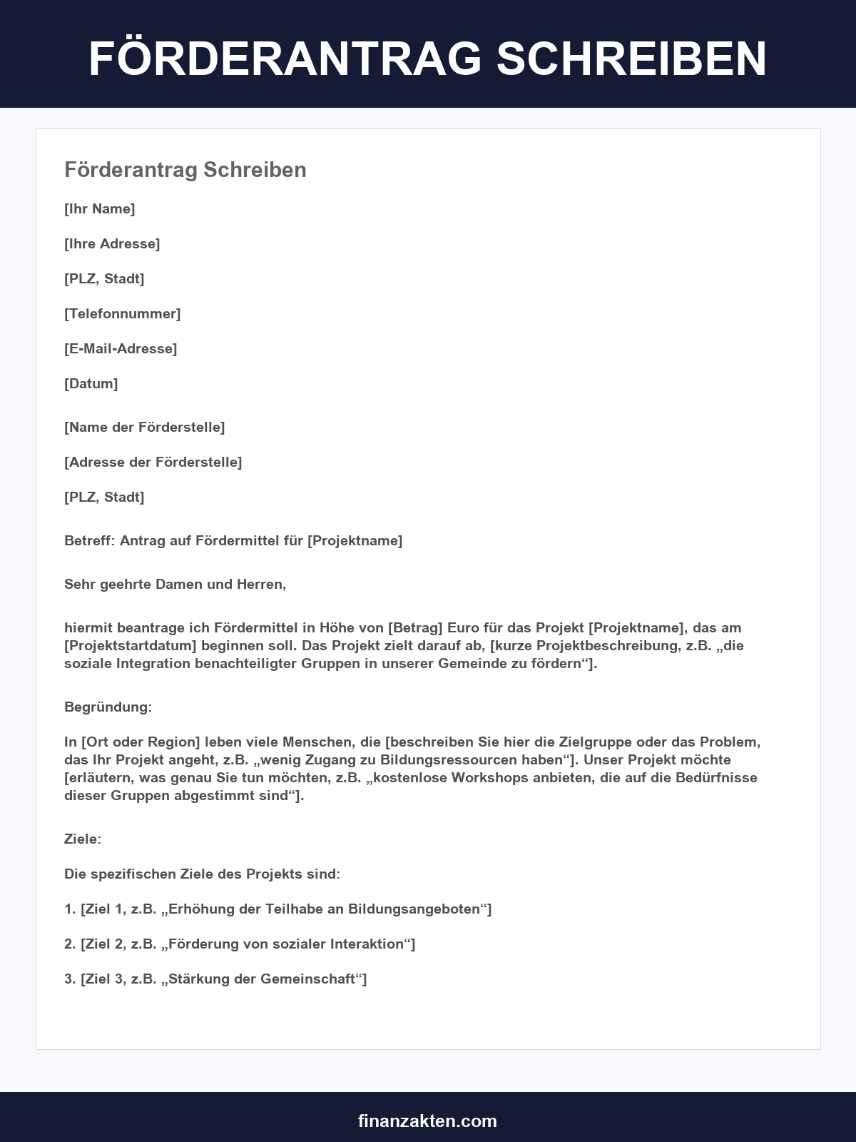 Förderantrag Schreiben Muster