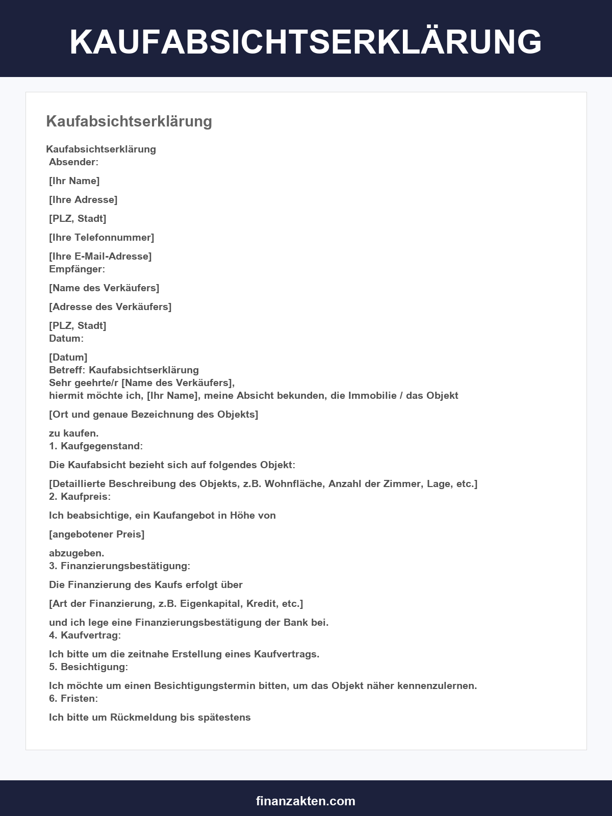 Kaufabsichtserklärung Vorlage