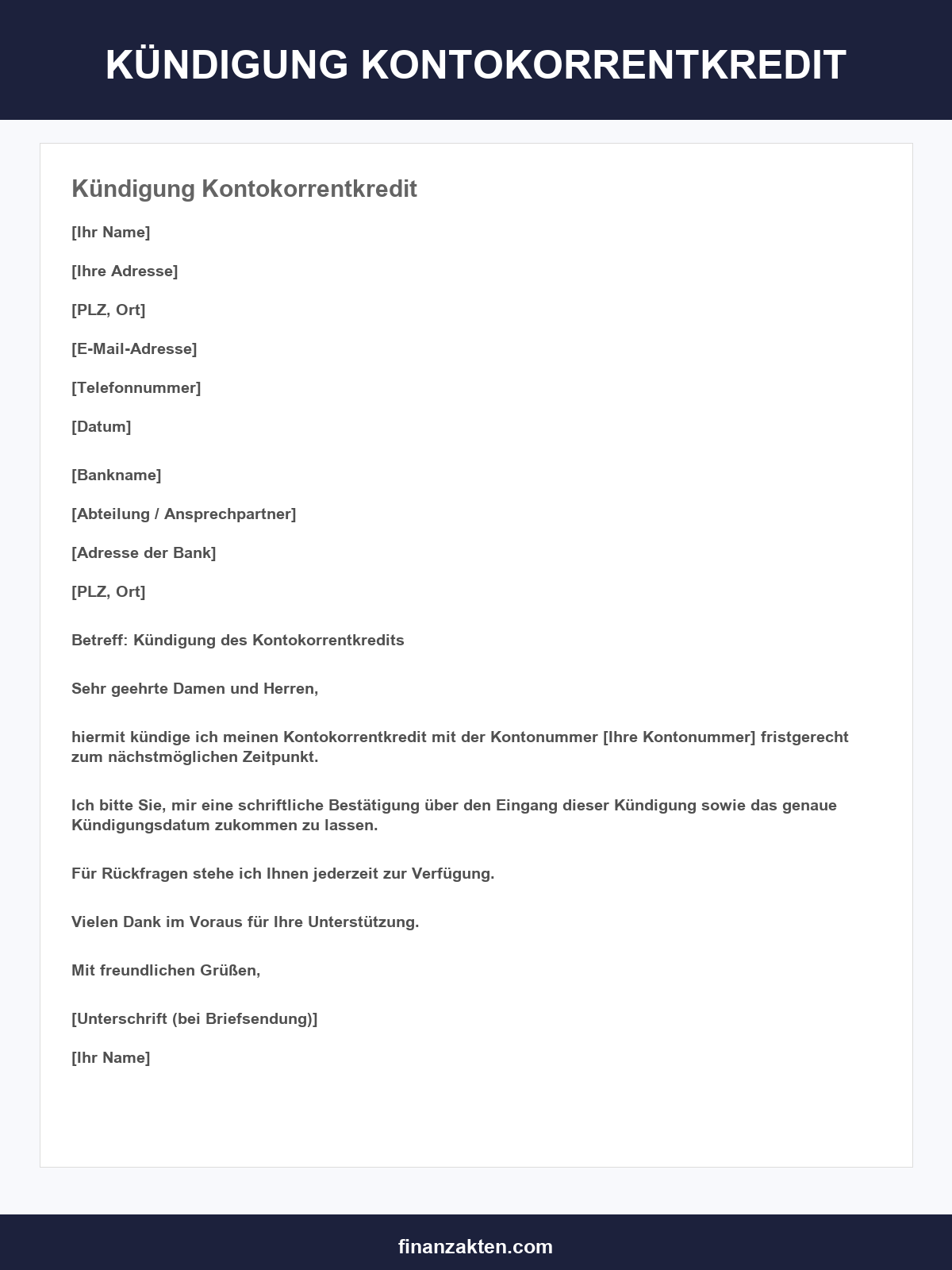 Kündigung Kontokorrentkredit Muster