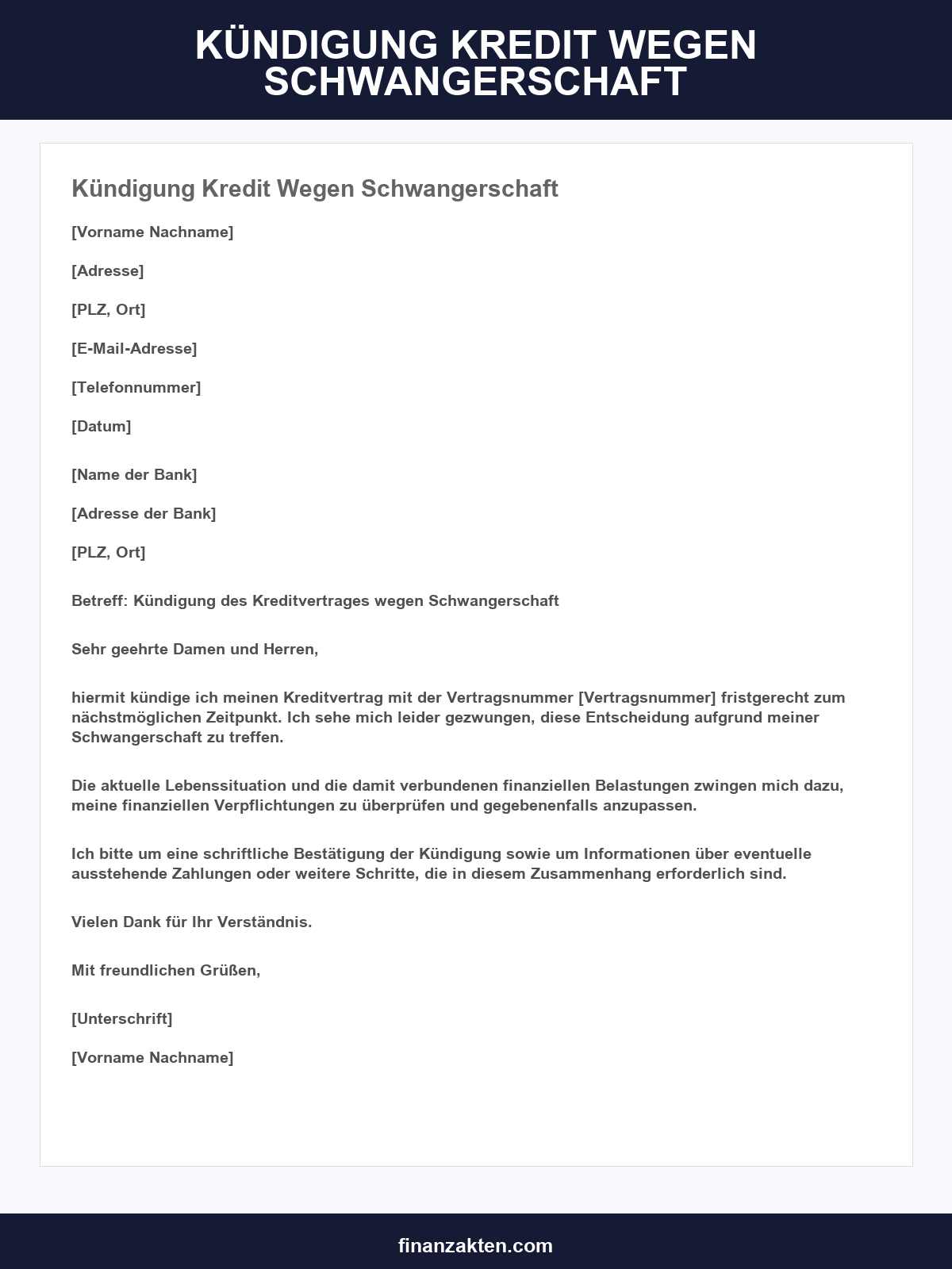 Kündigung Kredit Wegen Schwangerschaft