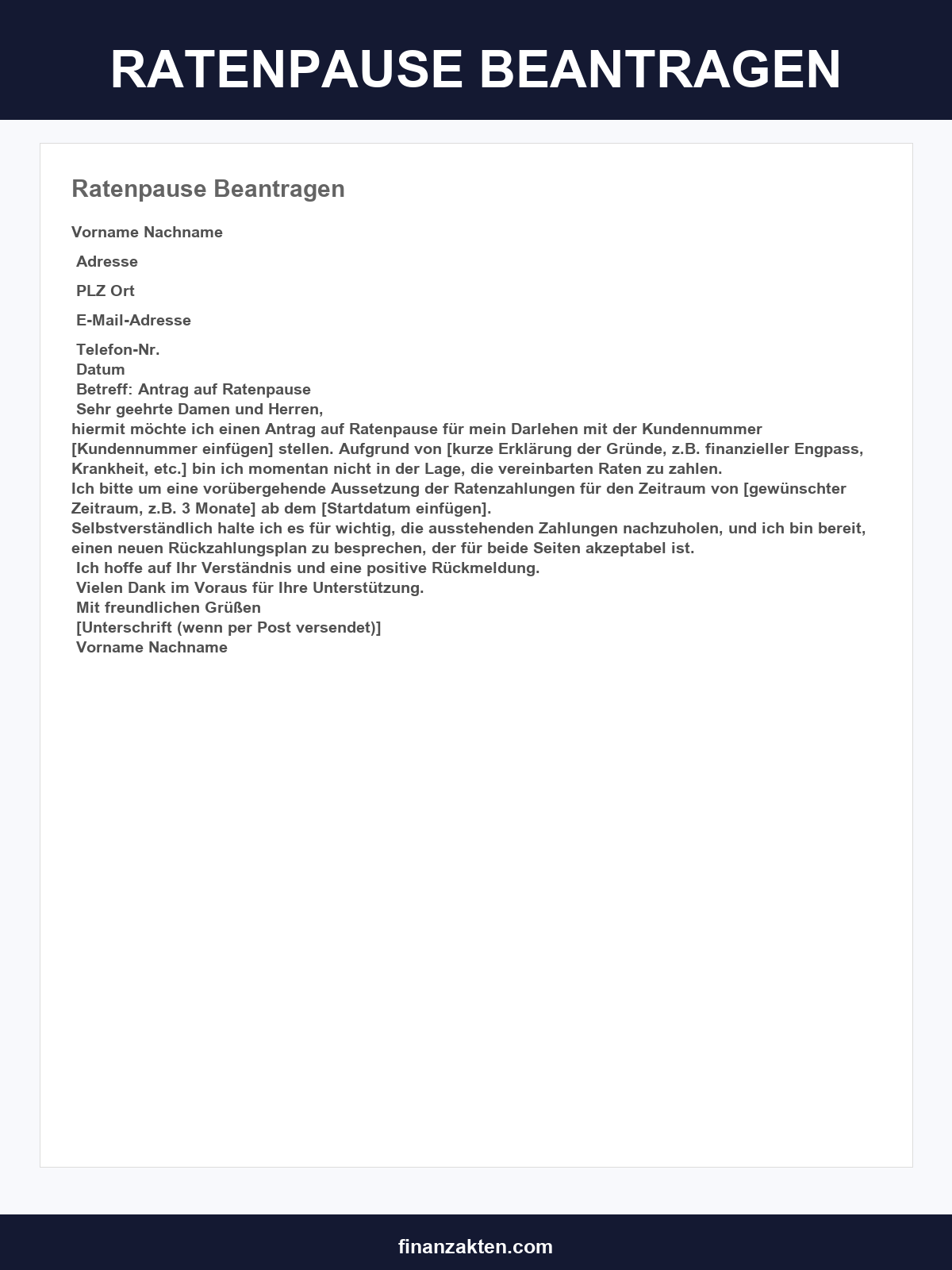 Ratenpause Beantragen Vorlage