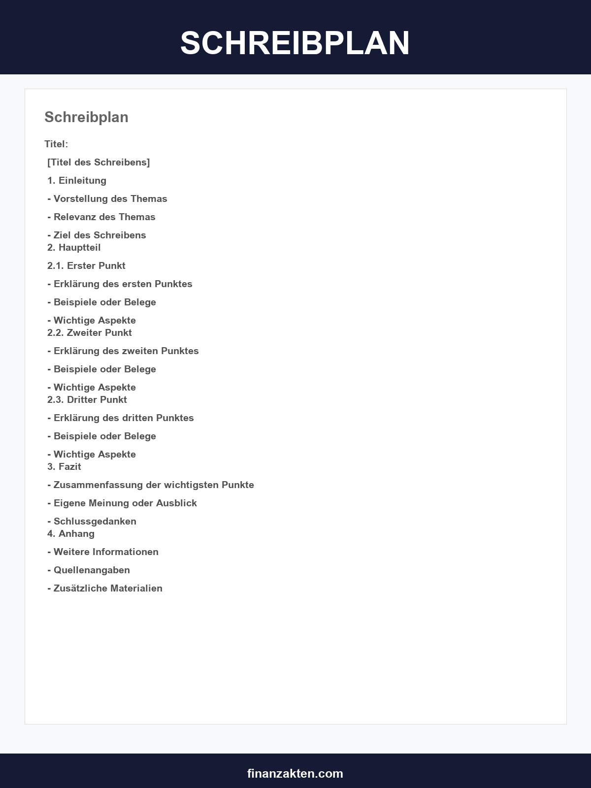 Schreibplan Vorlage
