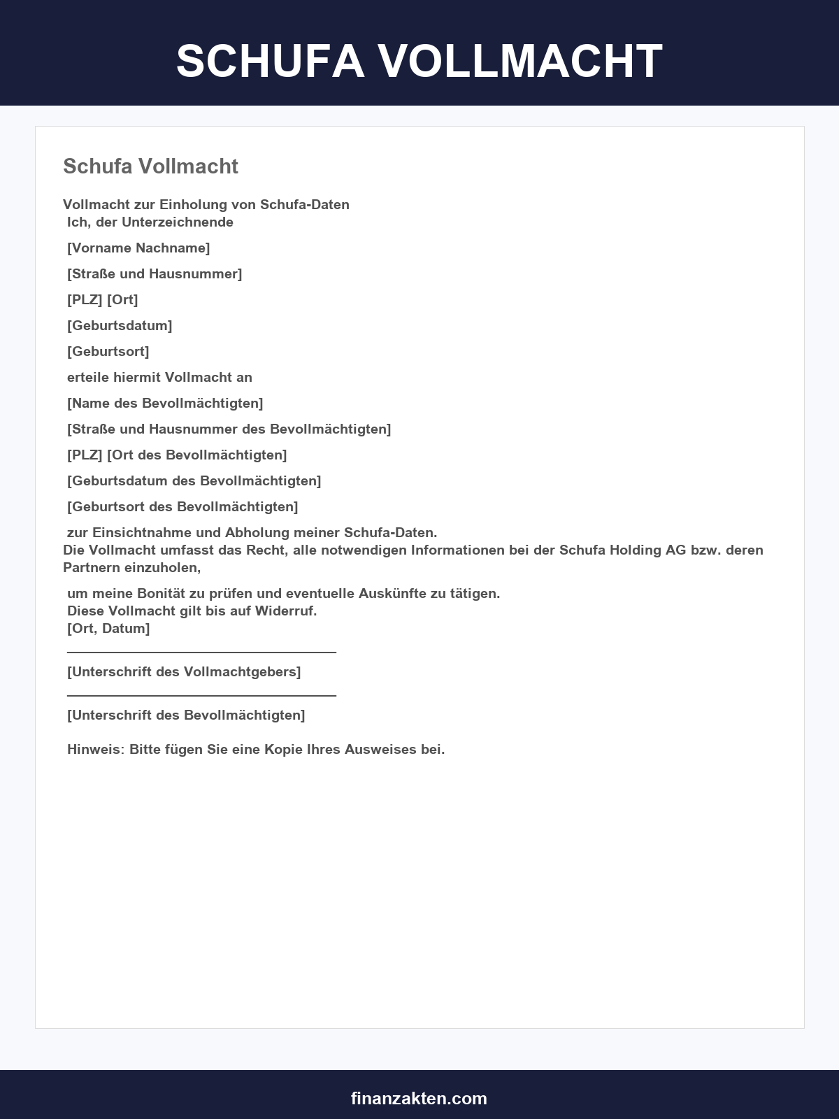 Schufa Vollmacht