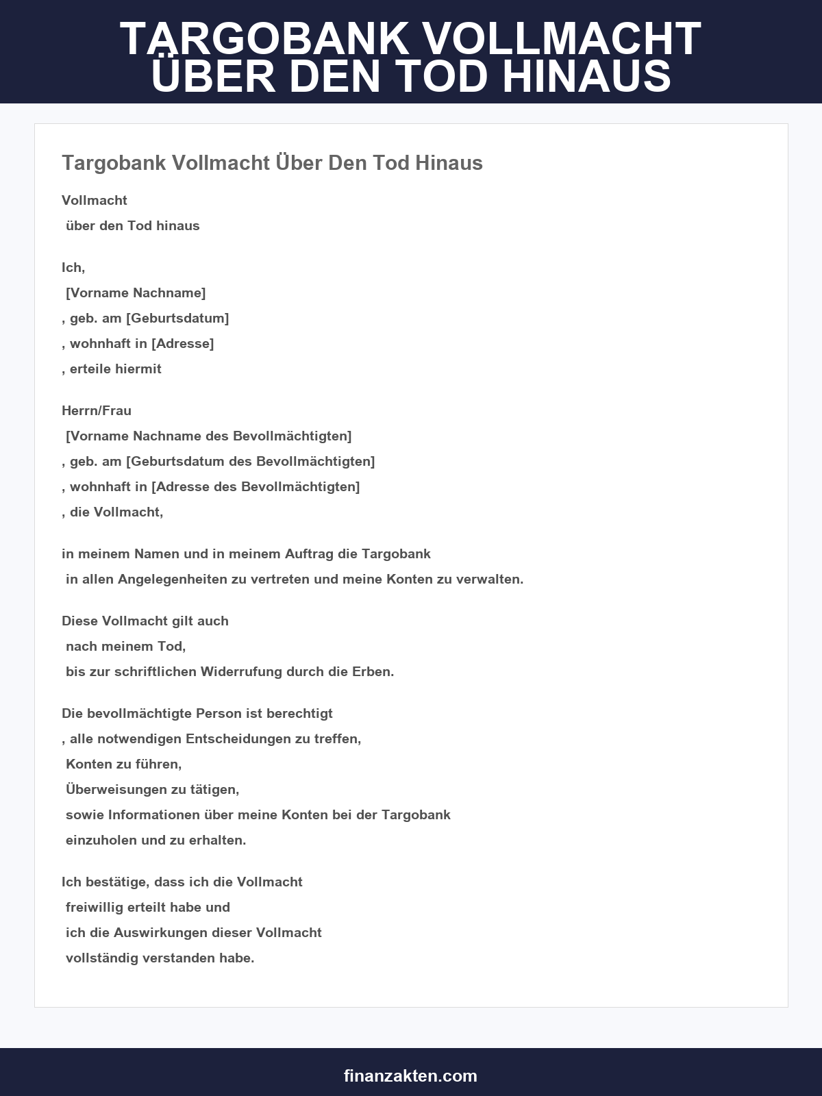 Targobank Vollmacht Über Den Tod Hinaus