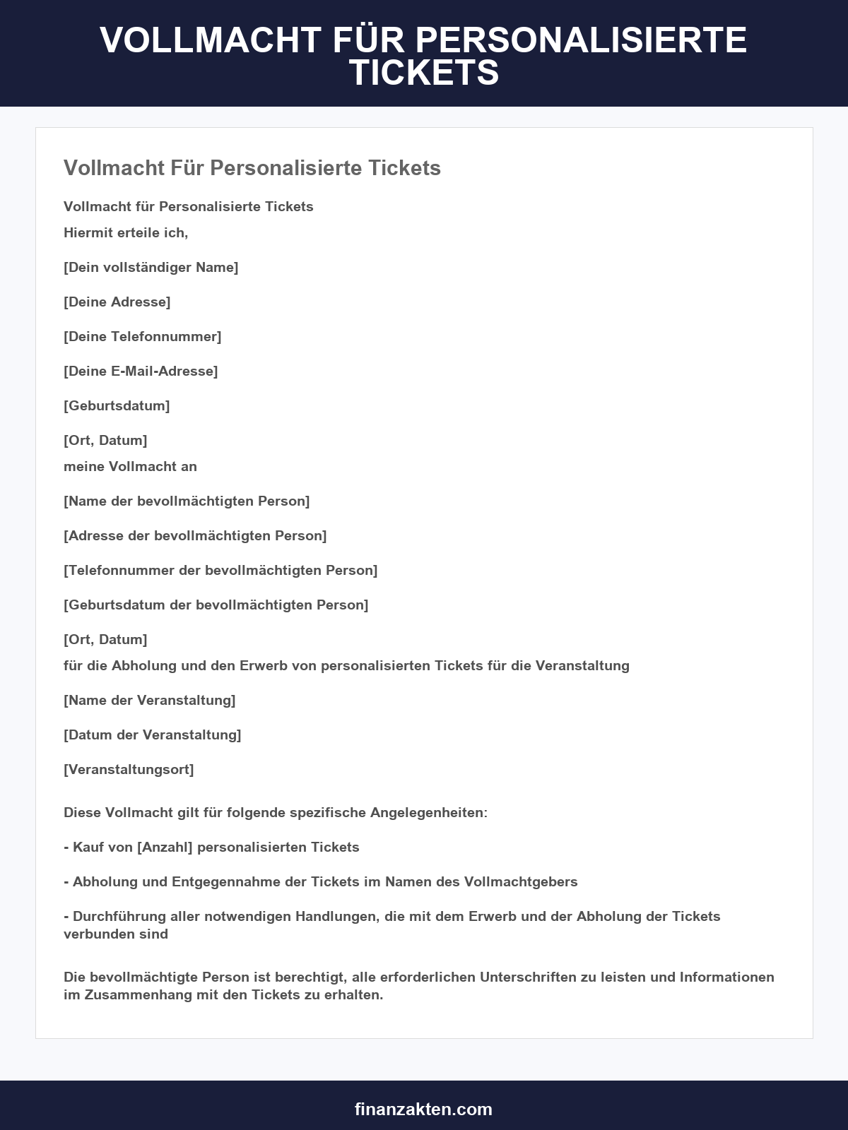 Vollmacht Für Personalisierte Tickets